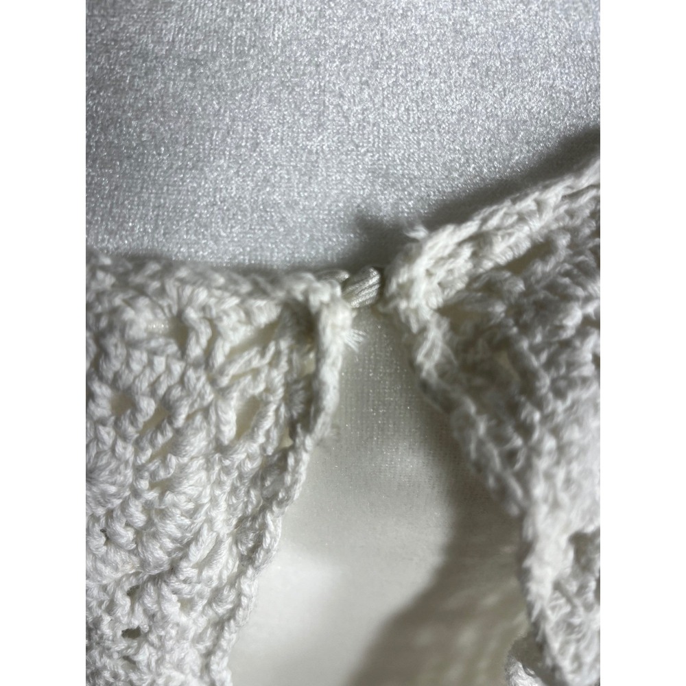 ATTITUDES by Renee Crochet  Cottage core SPRING Sweater White Open Front XL - Picture 4 of 8
